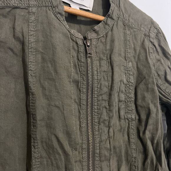 Caslon dark green linen utility zip up jacket XS - Picture 4 of 9